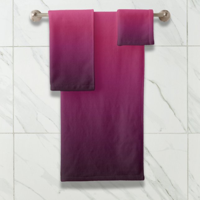 Conjunto De Toalhas Tendy magenta maroon púrpura burgundy ombre (trendy magenta maroon purple burgundy ombre bath towel set)