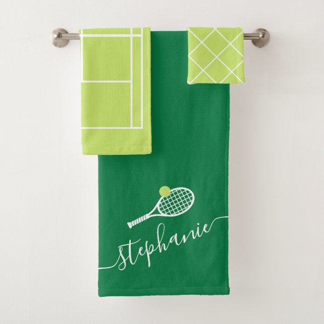 Conjunto De Toalhas Tênis Player Design Personalizado Verde (Insitu)