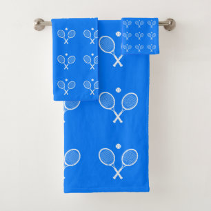 Conjunto De Toalhas Tênis Rackets Fundo Azul