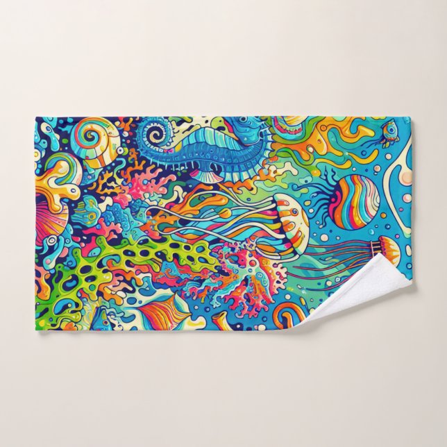 Conjunto De Toalhas Terra das Maravilhas Submarinas (Toalha de mão)