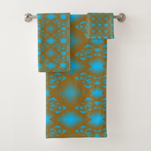 Conjunto De Toalhas Terra E Céu Arte Abstrata Geométrica Ombre (Insitu)