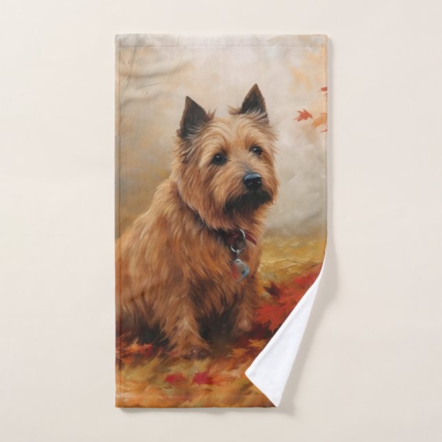Conjunto De Toalhas Terrier australiano no outono deixa cair inspiraçã (Toalha de mão)