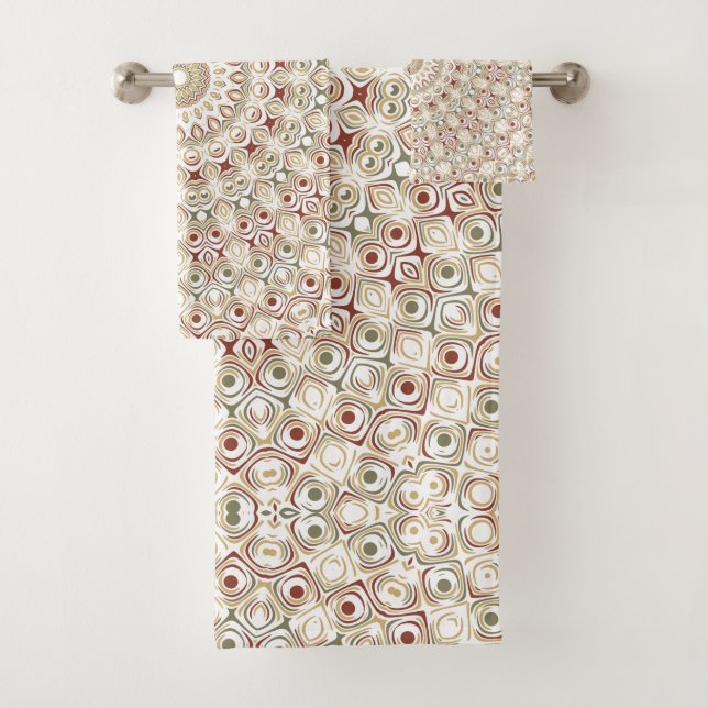 Conjunto De Toalhas Terrível Taupe e Rust Mandala (Insitu)