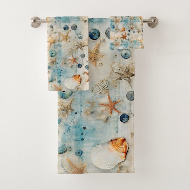 Conjunto De Toalhas Tesouros do Mar Vintage (Insitu)