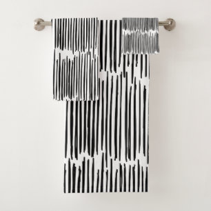 Conjunto De Toalhas Teste padrão abstrato preto e branco da listra