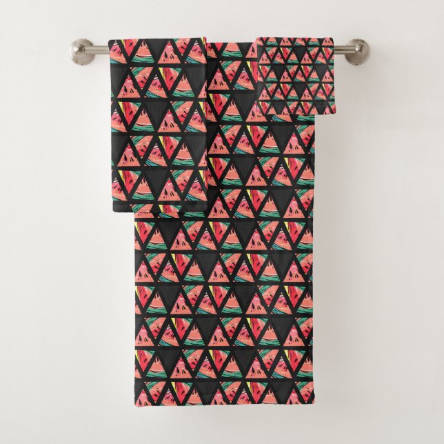 Conjunto De Toalhas Teste padrão abstrato tirado mão da melancia (Insitu)