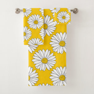 Conjunto De Toalhas Teste padrão amarelo 2 da margarida branca