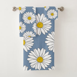 Conjunto De Toalhas Teste padrão azul amarelo da margarida branca