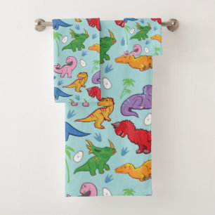 Conjunto De Toalhas Teste padrão bonito do dinossauro