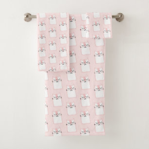 Conjunto De Toalhas Teste padrão bonito do gato do gatinho do sono