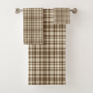 Conjunto De Toalhas Teste padrão Brown da xadrez de Tartan & no. 70 d