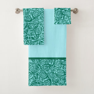 Conjunto De Toalhas Teste padrão cor-de-rosa, cerceta e Aqua do