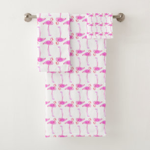 Conjunto De Toalhas Teste padrão cor-de-rosa do flamingo