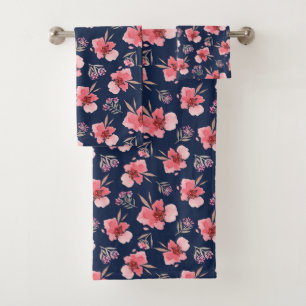 Conjunto De Toalhas Teste padrão cor-de-rosa escuro da aguarela