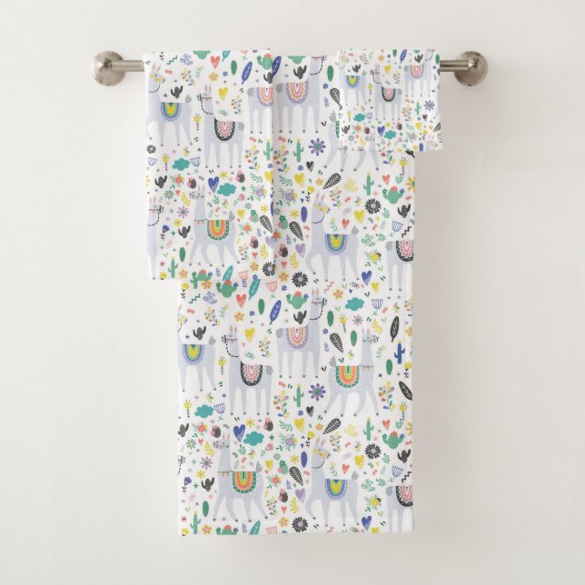 Conjunto De Toalhas Teste padrão da alpaca do Doodle (Insitu)