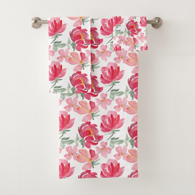 Conjunto De Toalhas Teste padrão da peônia da aguarela (Insitu)
