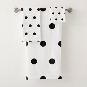 Conjunto De Toalhas Teste padrão de bolinhas preto e branco
