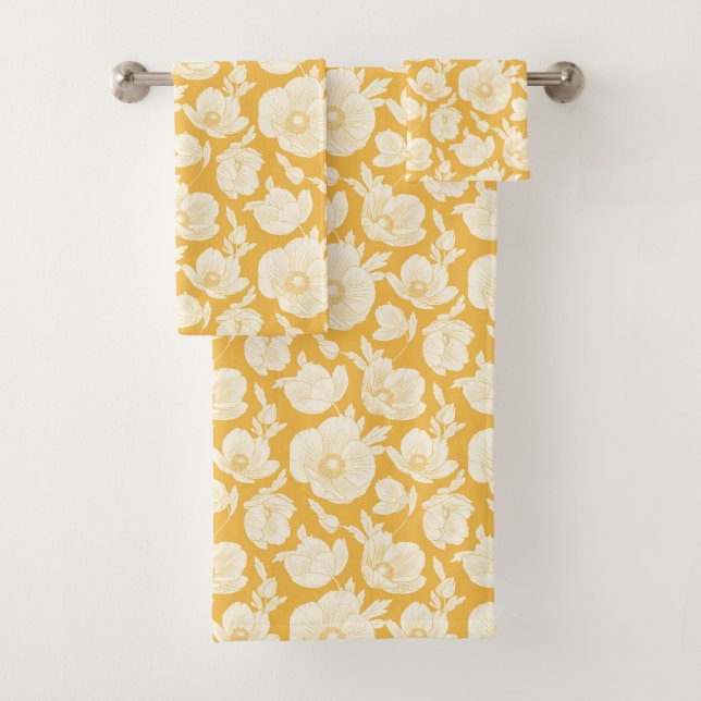Conjunto De Toalhas Teste padrão de flor dourado (Insitu)