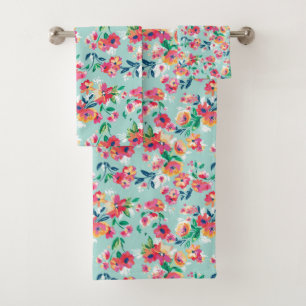 Conjunto De Toalhas Teste padrão de flores pintado