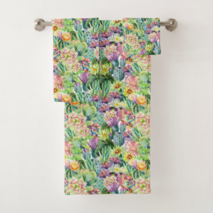 Conjunto De Toalhas Teste padrão de florescência exótico dos cactos