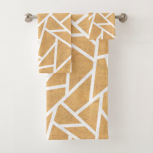 Conjunto De Toalhas Teste padrão de mosaico amarelo e branco
