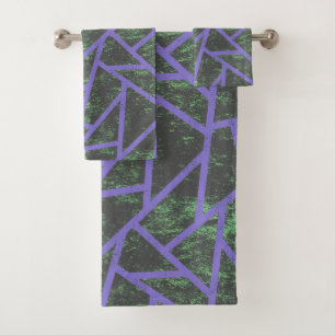 Conjunto De Toalhas Teste padrão de mosaico violeta e verde