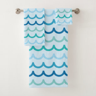 Conjunto De Toalhas Teste padrão de ondas abstrato do oceano