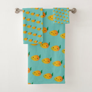 Conjunto De Toalhas Teste padrão de sorriso bonito da manga de Kawaii