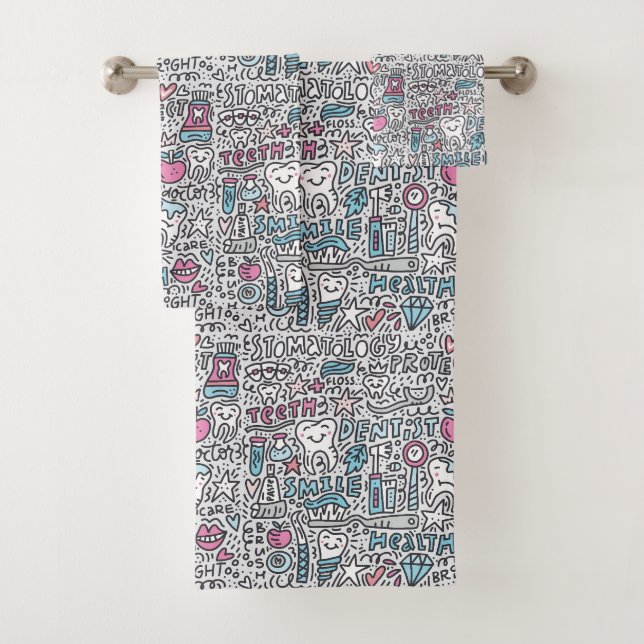 Conjunto De Toalhas Teste padrão dental dos desenhos animados (Insitu)