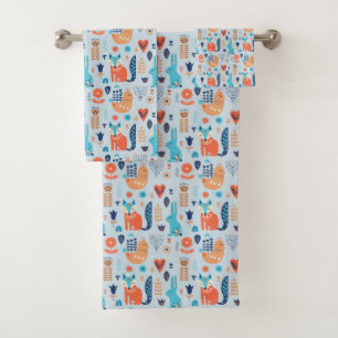 Conjunto De Toalhas Teste padrão do animal da floresta da arte popula
