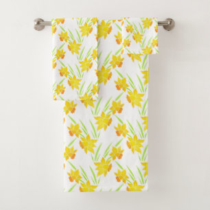 Conjunto De Toalhas Teste padrão do Daffodil da aguarela