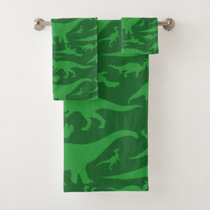 Conjunto De Toalhas Teste padrão do dinossauro verde