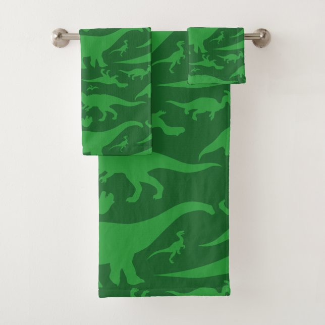 Conjunto De Toalhas Teste padrão do dinossauro verde (Insitu)