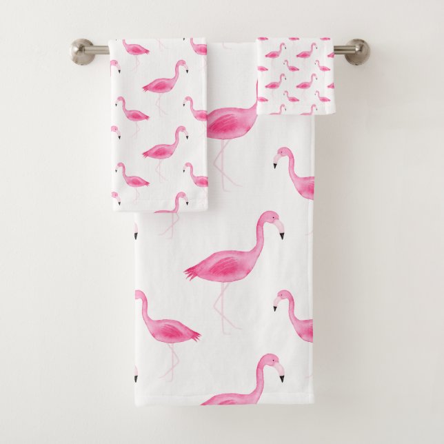 Conjunto De Toalhas Teste padrão do flamingo da aguarela (Insitu)