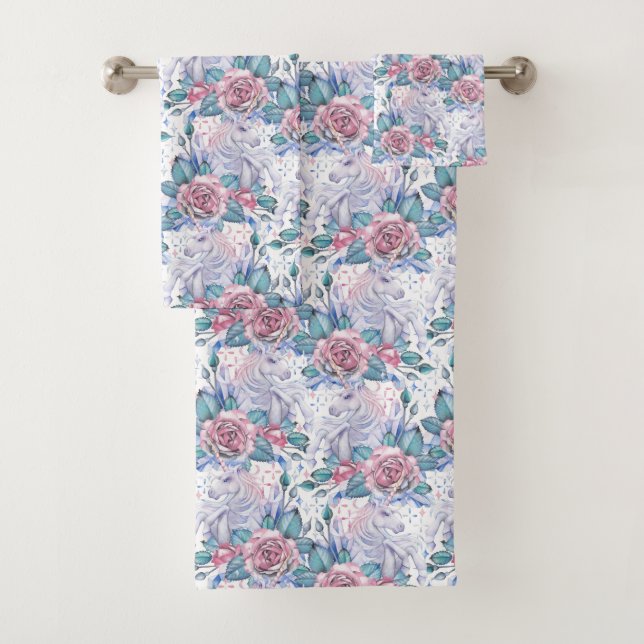Conjunto De Toalhas Teste padrão do rosa do rosa & do azul (Insitu)