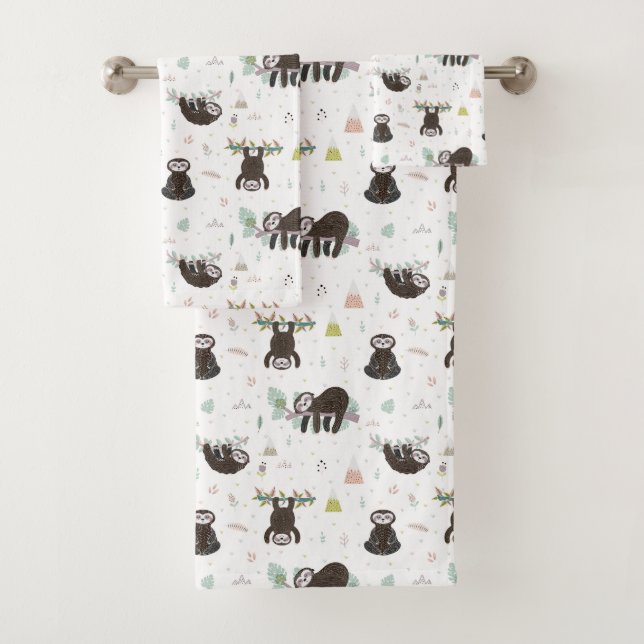 Conjunto De Toalhas Teste padrão doce sonolento da preguiça (Insitu)