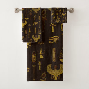 Conjunto De Toalhas Teste padrão dos hieroglyphs do falcão e do