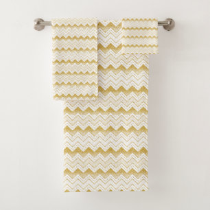 Conjunto De Toalhas Teste padrão Dourado & branco de Chevron