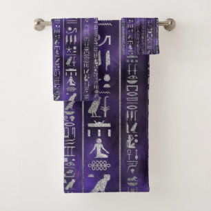Conjunto De Toalhas Teste padrão egípcio de prata dos hieroglyphics