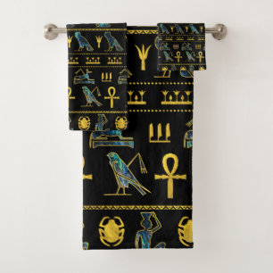 Conjunto De Toalhas Teste padrão egípcio dos símbolos do ornamento