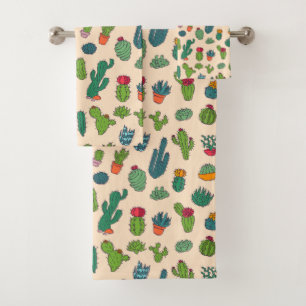 Conjunto De Toalhas Teste padrão ereto do cacto bonito
