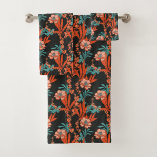 Conjunto De Toalhas Teste padrão floral abstrato da laranja