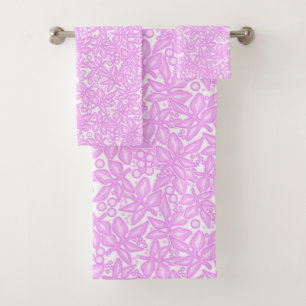 Conjunto De Toalhas Teste padrão floral branco cor-de-rosa