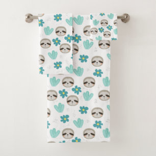 Conjunto De Toalhas Teste padrão floral da preguiça doce