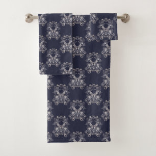 Conjunto De Toalhas teste padrão floral do marinho do estilo barroco