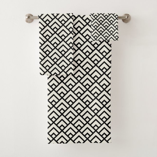 Conjunto De Toalhas Teste padrão geométrico preto & branco (Insitu)