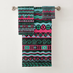 Conjunto De Toalhas Teste padrão maia do Inca asteca colorido