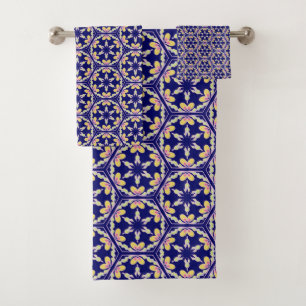 Conjunto De Toalhas Teste padrão mediterrâneo espanhol do azulejo do