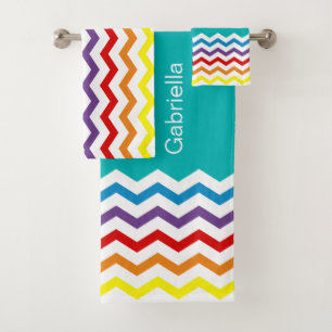 Conjunto De Toalhas Teste padrão na moda da cerceta de Chevron do