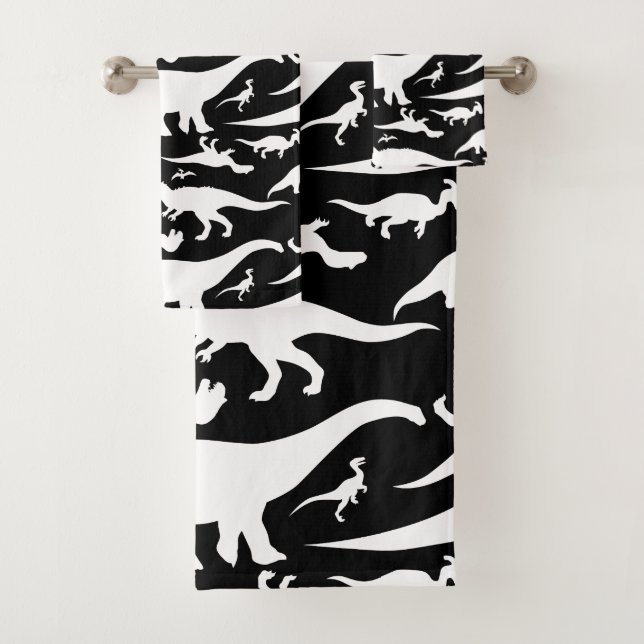 Conjunto De Toalhas Teste padrão preto e branco do dinossauro (Insitu)